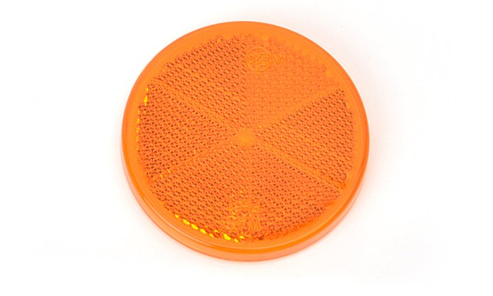 Round Amber Reflector 61mm Self-Adhesive E-Marked