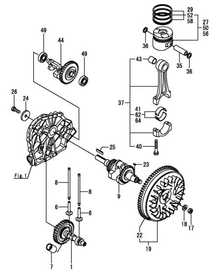 Crankshaft, Piston and Camshaft Assembly for Yanmar L48N Engine