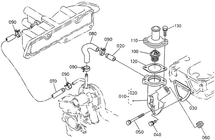 Water Flange Assembly for Kubota DF752-E2 Engine