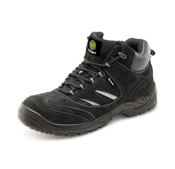 Click Trainer Boot Leather Upper Oil Resistant Steel Toe Cap Black Size 10