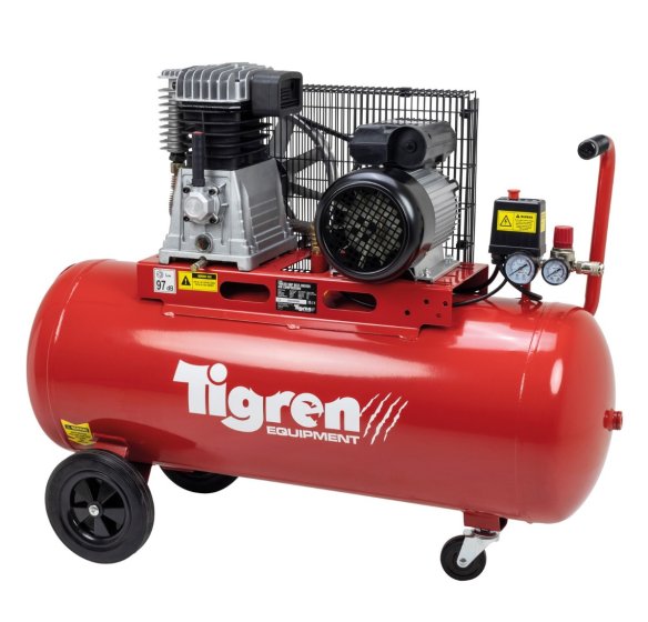 Tigren 100ltr 3hp Belt-Driven Compressor - 845 4396