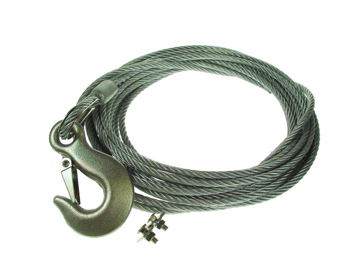 Hand Winch Steel Cable with Hook 6mm x 8m, 2400kg Break