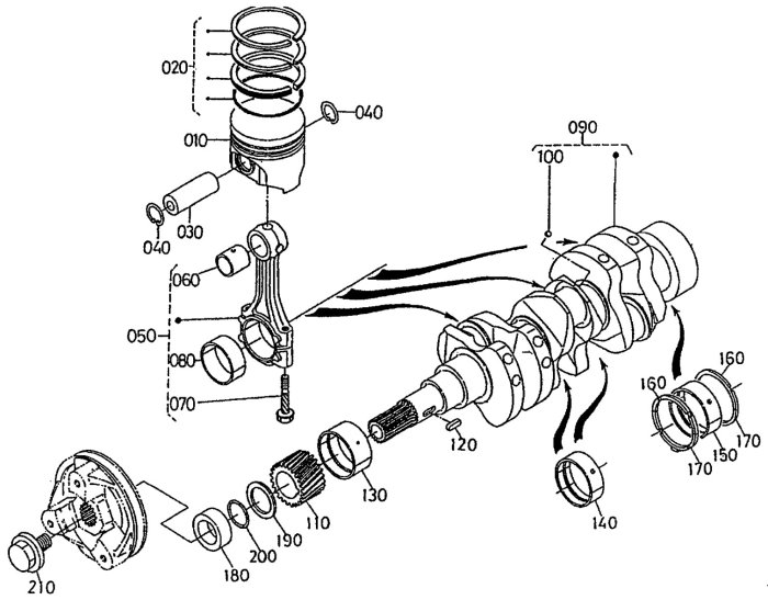 Crankshaft, Piston Assembly for Kubota DF752-E2 Engine
