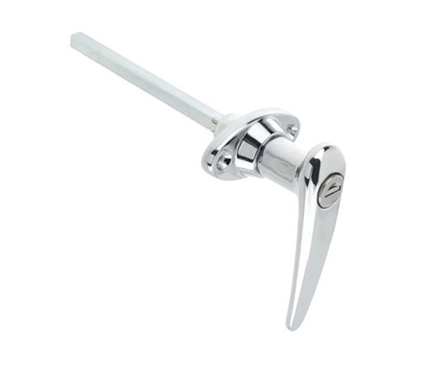 Chrome Locking Lever Handle, Mixed Keys, 44.5mm Centres, 8mm Spindle