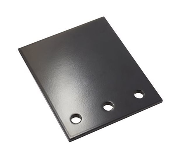 Body Mounting Retainer Plate, Black Steel, 150 x 185 x 8mm, 3 x 14mm Holes
