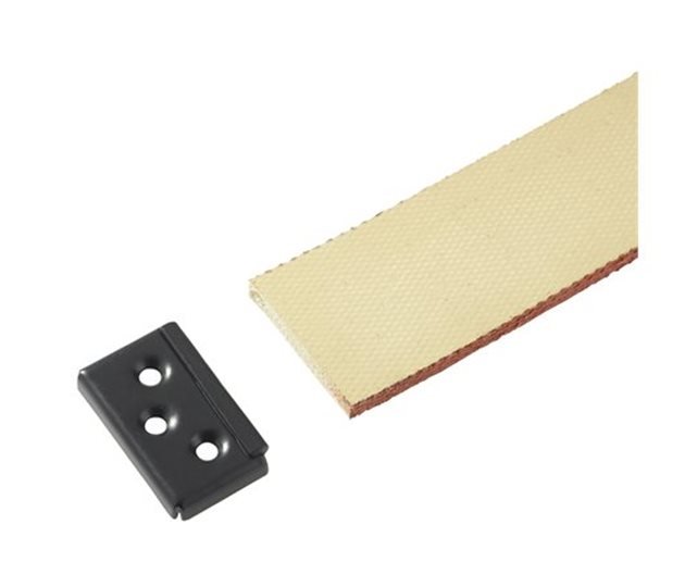 Door Check Strap Fixing Plate, Balata, Black Japanned Steel, 48 x 28mm