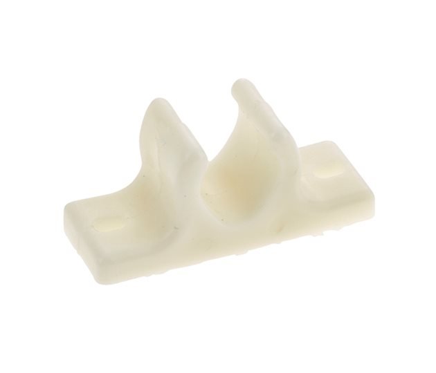 Claw Door Retainer, Female, White Nylon, 41mm Projection, 6mm Fixing