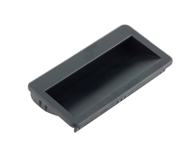 Recessed Snap-Fit Panel Handle, 110mm, Black ABS, 0.75-1.5mm Grip