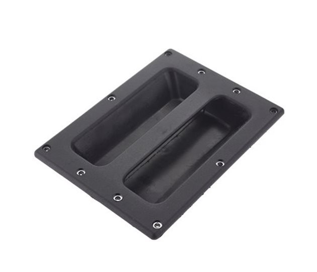 Recessed Grab Handle 230 x 170mm, Galvanised Steel, Black TPE