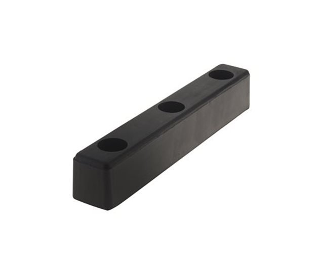 Square Rubber Buffer, Medium Duty, 300 x 51 x 51 mm, Ø12 mm Fixing - Black