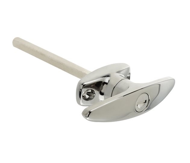 Chrome T-Handle, Locking, Keyed Alike, 8 mm x 100 mm Spindle