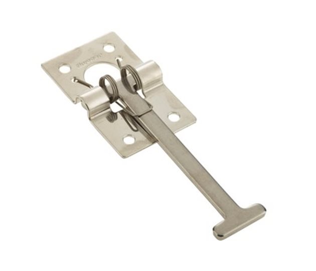 T-Bar Door Retainer, 304 Stainless Steel, Spring-Loaded, 123 x 40mm