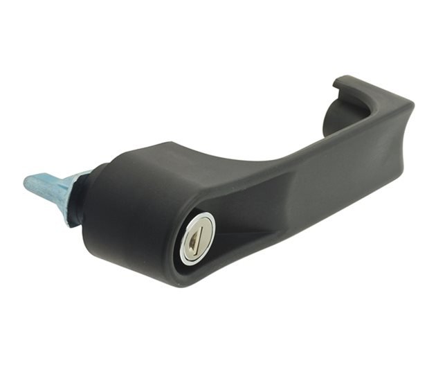 Push Button Handle, Locking Keyed Alike, 180mm, Black GRP, M6 Fixing