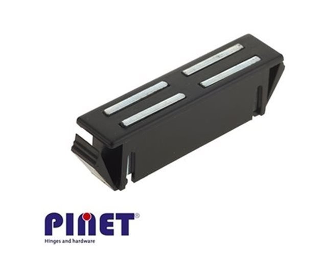 Magnetic Catch Snap-Fit 54 x 12.5mm, 15kg Pull, Black Polypropylene