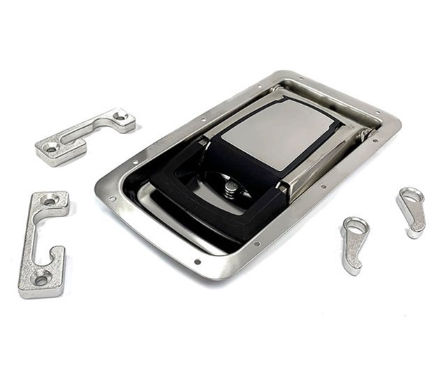 Recessed Door Gear Kit, 16mm Bar, 304 Stainless, Polished, Bolt-On