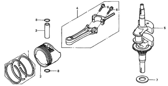 Crankshaft/Piston for Honda HRG536C - SDF Lawn Mower