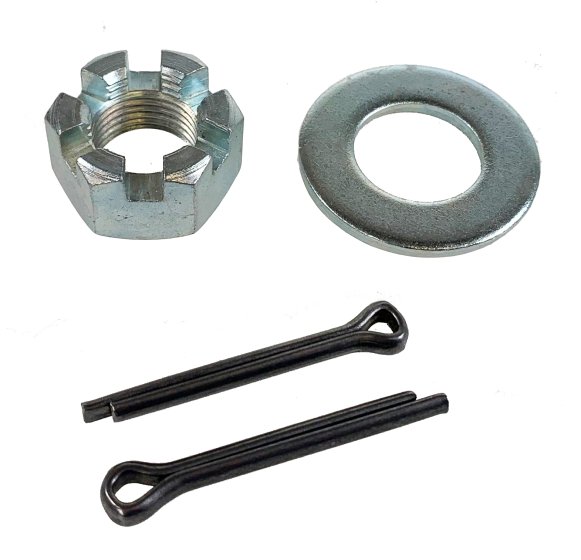 Stub Axle Fixing Kit, 1 Inch - 5/8 UNF Castle Nut, Washer & Split Pin
