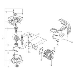 Cylinder, Crankcase, Piston (S/N 36008140 and before) for ECHO HC-1600 ...