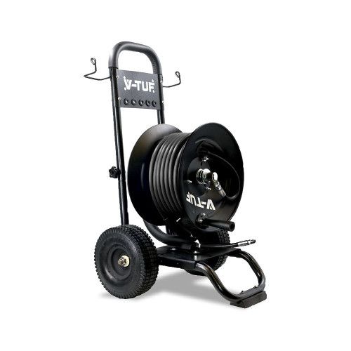 V-Tuf Industrial Trolley Manual Wind Hose Reel - 50m Heavy Duty High Pressure Hose - Msq Fittings - V-TUF Pressure Washer Parts - V5.1453TR-KIT1
