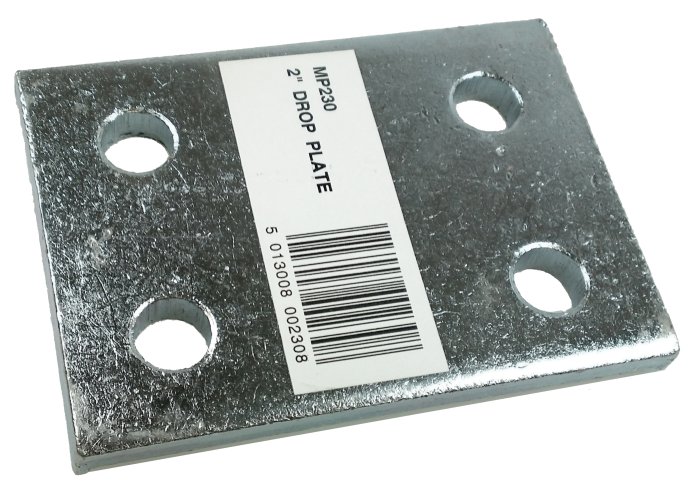 Towball Drop Plate 2in (52mm) 4-Hole for Flange Towbar, Zinc Plated