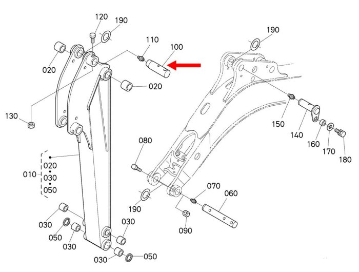 Position 5 Bush for Kubota K008 Alpha Mini Excavator - Replaces 68721 66770
