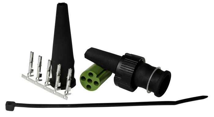 Aspöck 5-Pin Female Connector with Green Insert for Trailer Lighting Harnesses