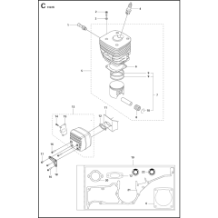 Cylinder, Piston & Muffler Assembly