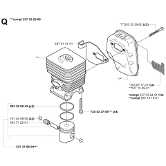 Cylinder, Piston & Muffler Assembly