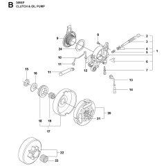 Clutch & Oil Pump for Husqvarna 365