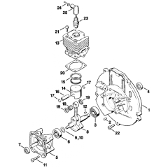 Crankcase & Cylinder for Stihl BR106