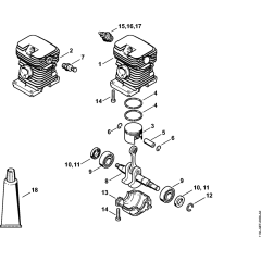 Cylinder Assembly for Stihl MS180