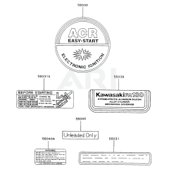 Kawasaki FA130D Engine Label