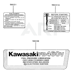 Kawasaki FB460V Engine Label