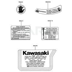 Kawasaki FC540V Engine Label