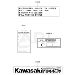 Kawasaki FD440V Engine Label