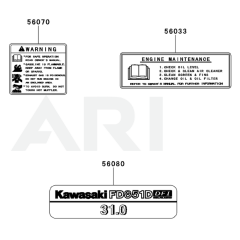 Kawasaki FD851D Engine Label