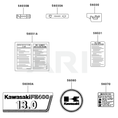 Kawasaki FE400D Engine Label