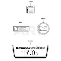 Kawasaki FH500V Engine Label