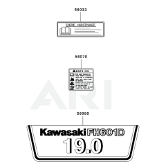 Kawasaki FH601D Engine Label