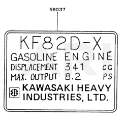 Kawasaki FZ340D Engine Label