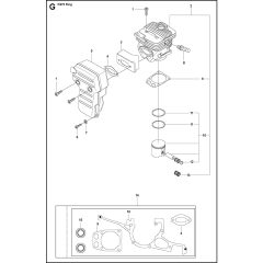 Cylinder, Piston & Muffler Assembly