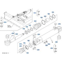 Blade Cylinder (Angle) Assembly for Kubota KX040-5 Mini Excavator