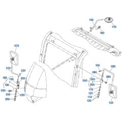 Mirror Assembly for Kubota KX080-3 Mini Excavator
