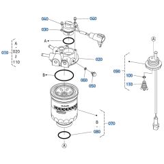 Fuel Filter Assembly for Kubota KX080-4s Mini Excavator