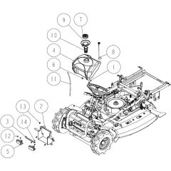 Battery, Fuel Tank Assembly for OREC RM980F Mower