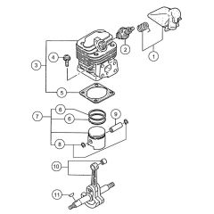 Cylinder, Piston, Crankshaft