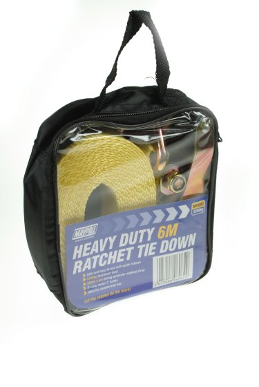 Ratchet Strap 38mm x 6m with Double J Hooks, 2500kg
