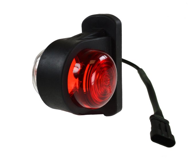 12/24V Red/White Low Outline Marker Lamp With SuperSeal Socket
