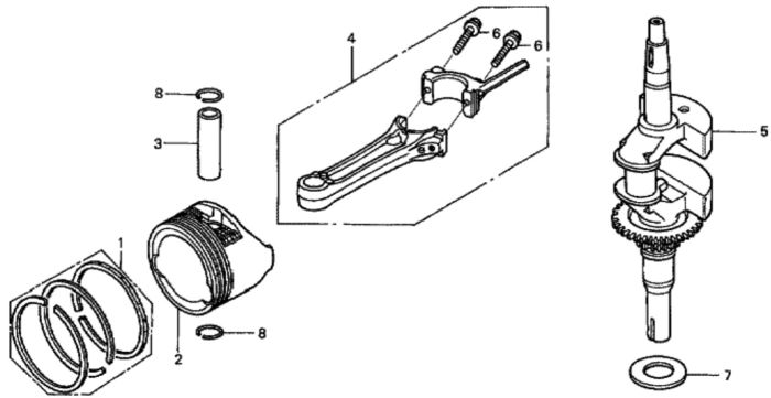 Crankshaft/Piston for Honda HRG536C1 - PDE Lawn Mower