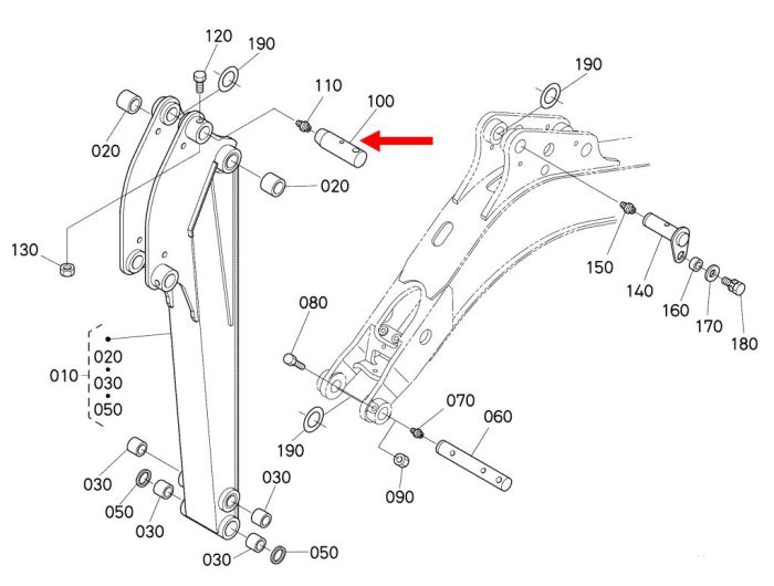 Position 5 Bush for Kubota K008 Alpha Mini Excavator - Replaces 68721 66770